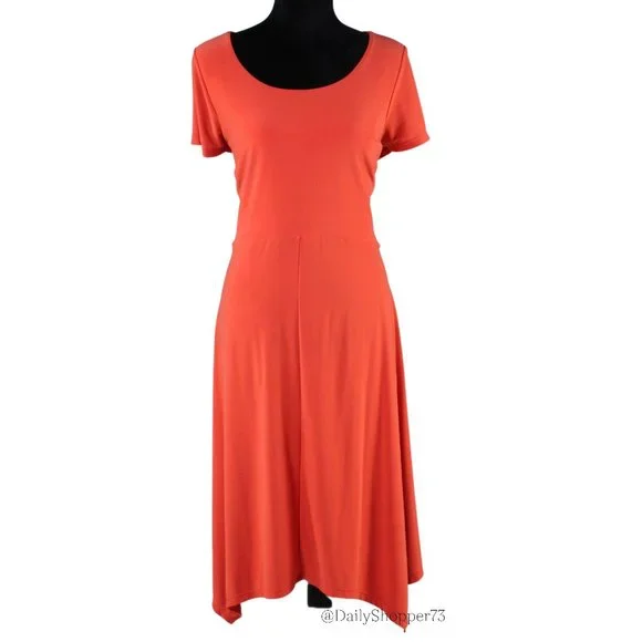 Lauren Ralph Lauren Women's Vermilion Orange Handkerchief Hem Skater Dress - Picture 1 of 5